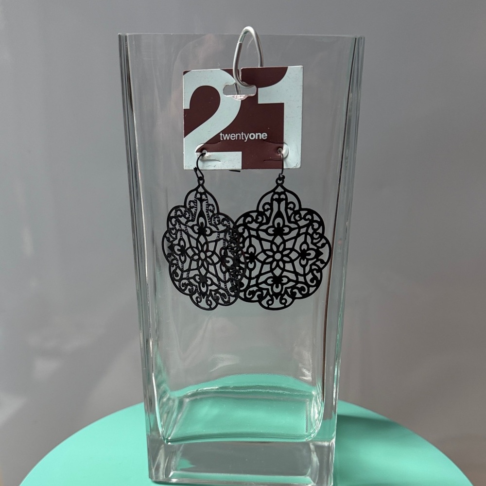 Black Filigree Dangle Earrings